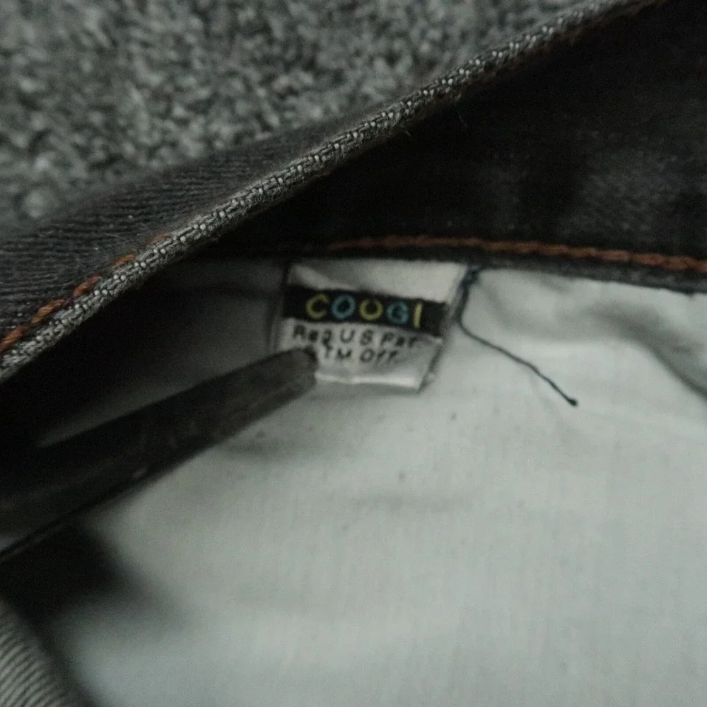Coogi Jeans Mens 40x34‎ Black Straight Baggy Embroidered Pockets 5 Pocket